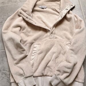 Athleta Cream Zip-Up Fleece Pullover